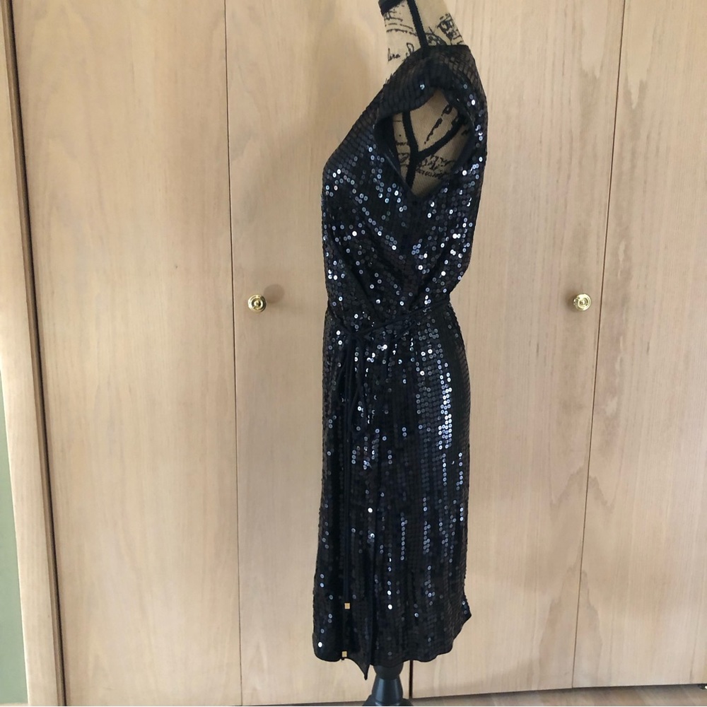Michael Kors Black Sequin Wrap Around Dress Lightweight Woman's Size XL - Picture 3 of 13